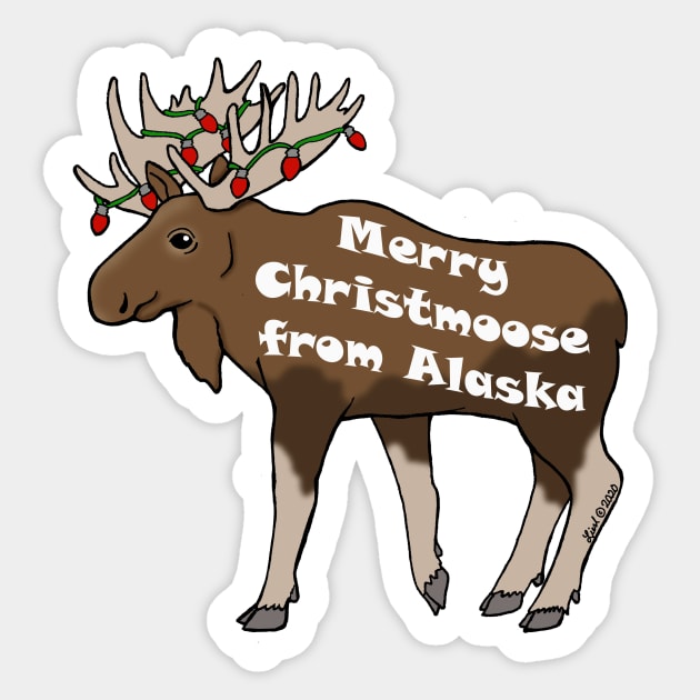 Merry Christmoose from Alaska Sticker by HonuHoney